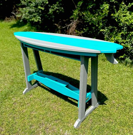 6' Surfboard Bar Height Table- Driftwood & Aruba Blue