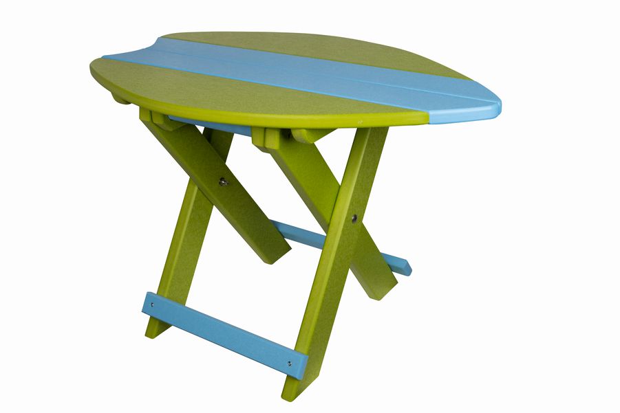 Folding Surfboard End Table- Lime Green & Powder Blue