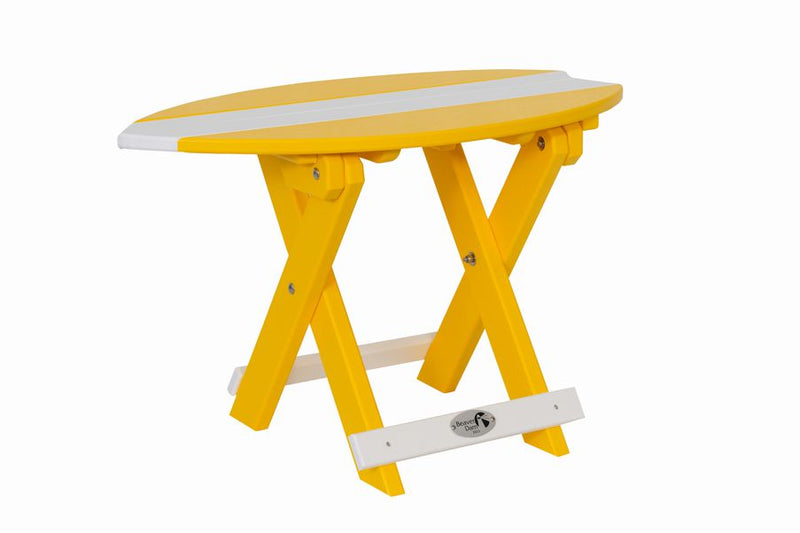 Folding Surfboard End Table- White & Yellow