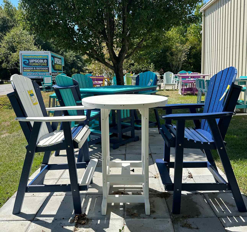 33" Round Bar Height Table- White