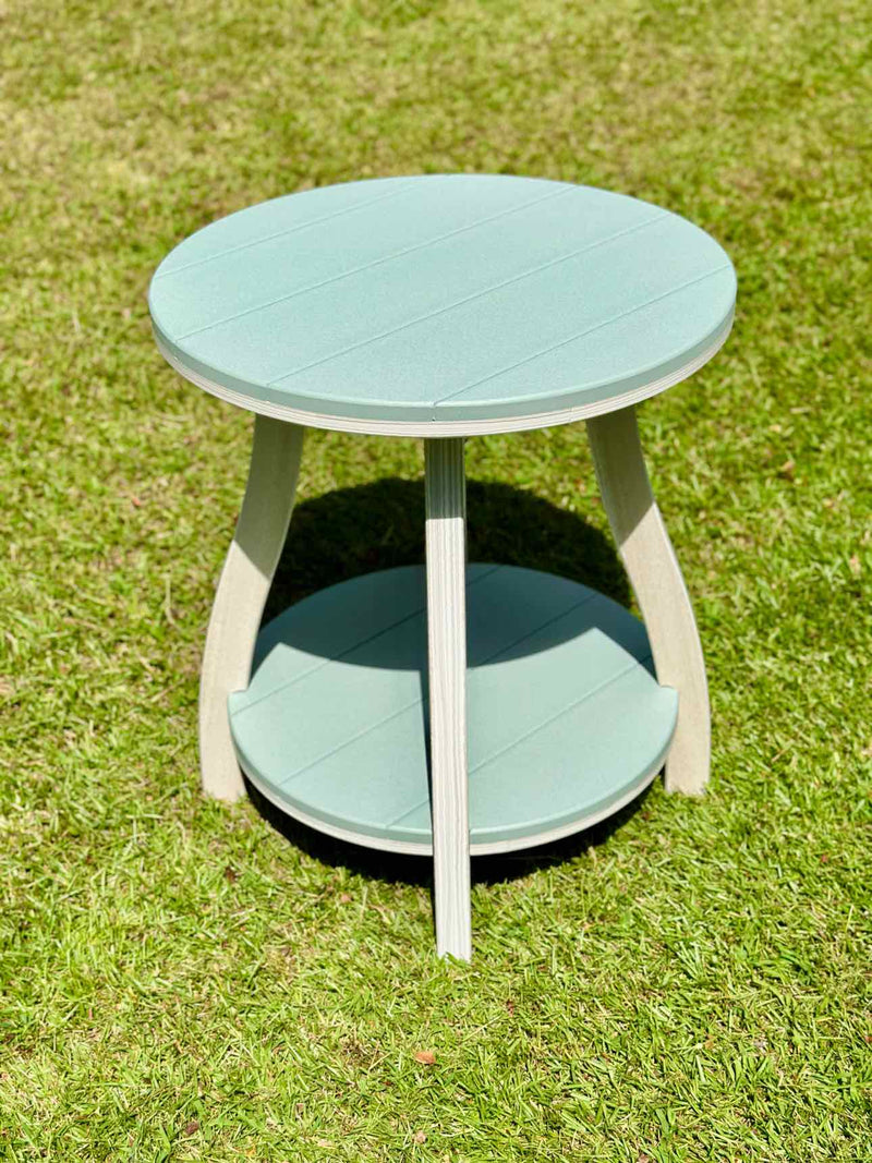 24" Round Serenity Counter Side Table- Seashell & Mint