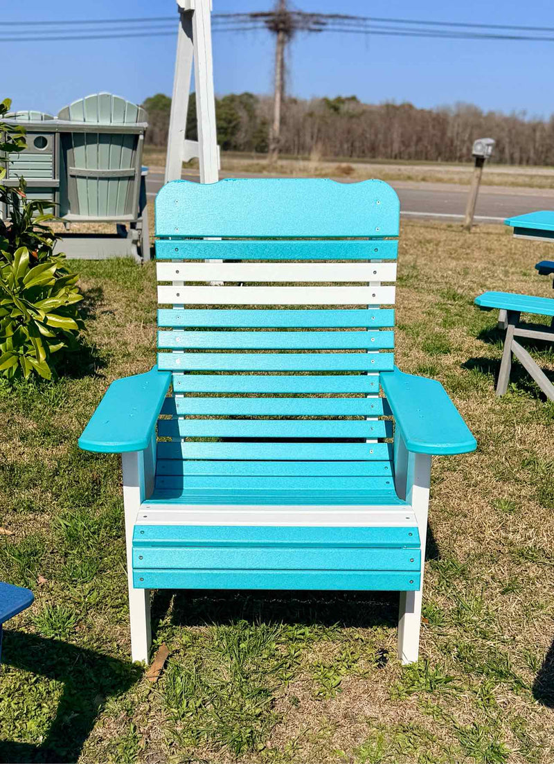 2' High Curve Back Chair- Aruba Blue & White