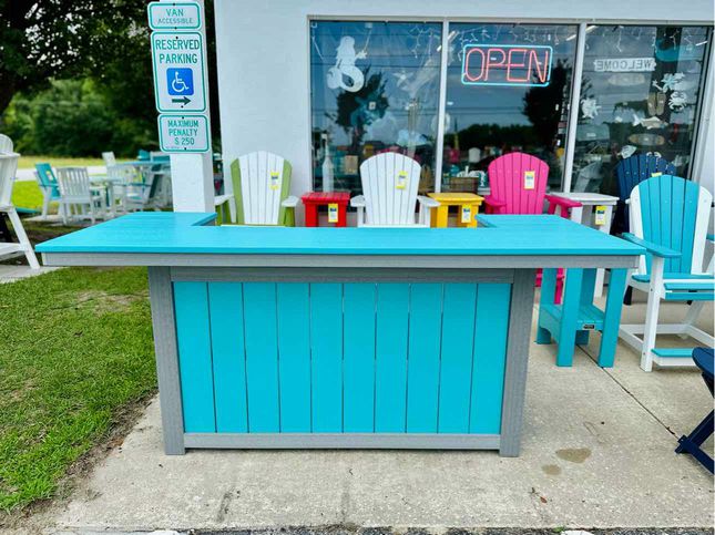 Serving Bar Table- Aruba Blue & Driftwood