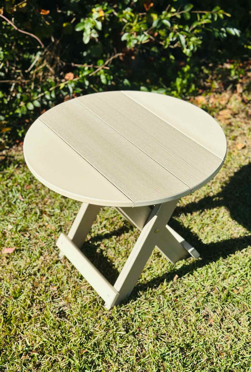 Folding Round End Table- Pale Aspen & Ivory