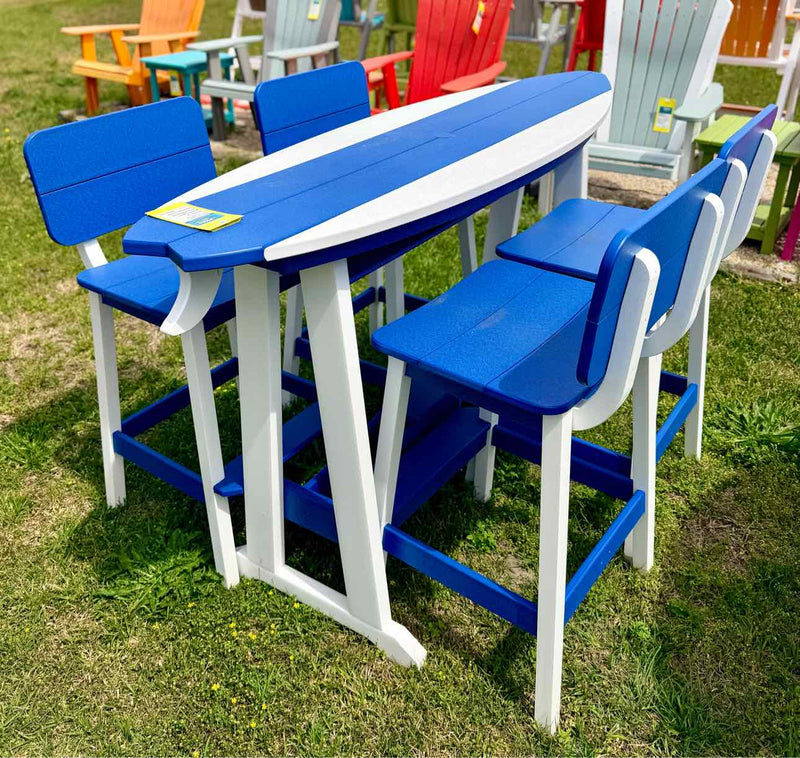 6' Surfboard Bar Height Table- White & Bright Blue