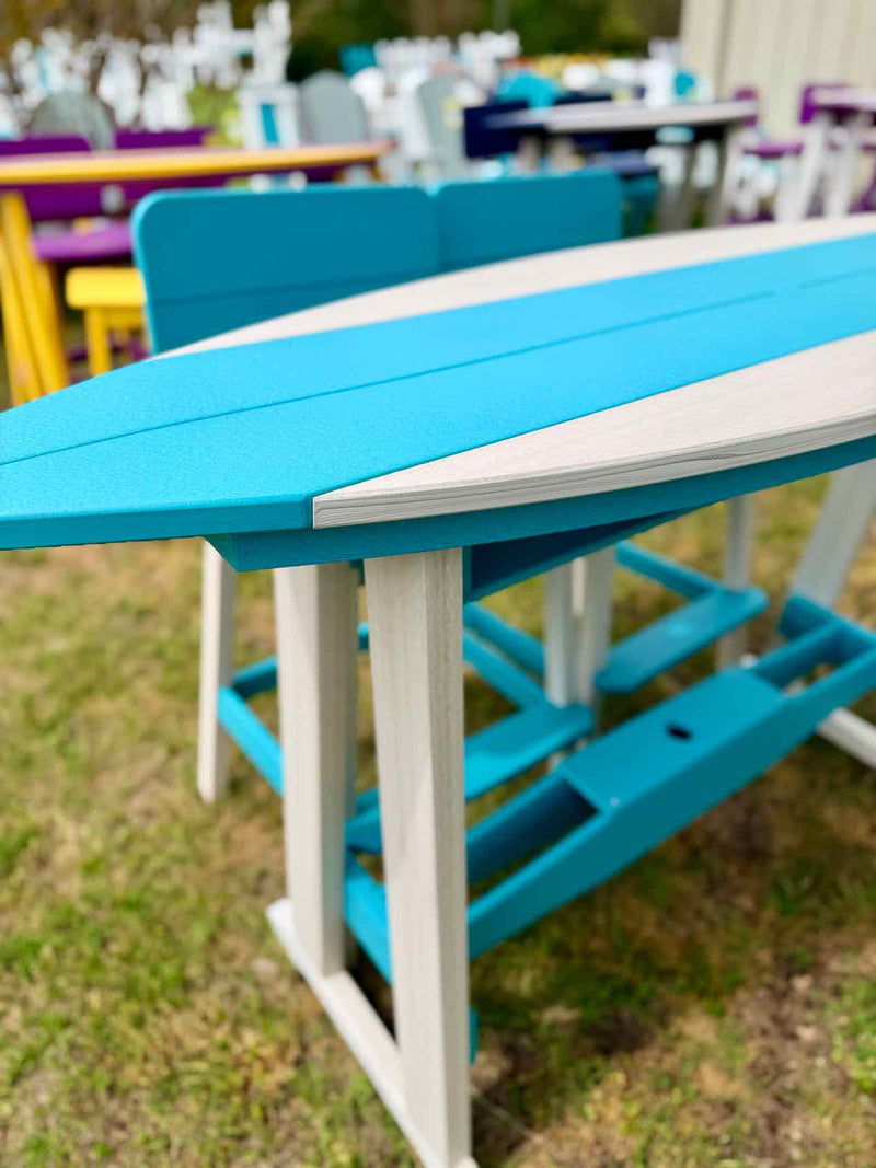 6' Surfboard Bar Height Table- Seashell & Aruba Blue