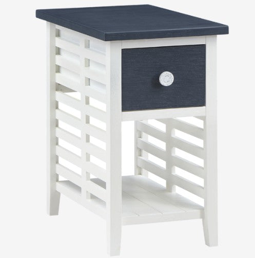 Plantation Key Chairside Table- Navy & White