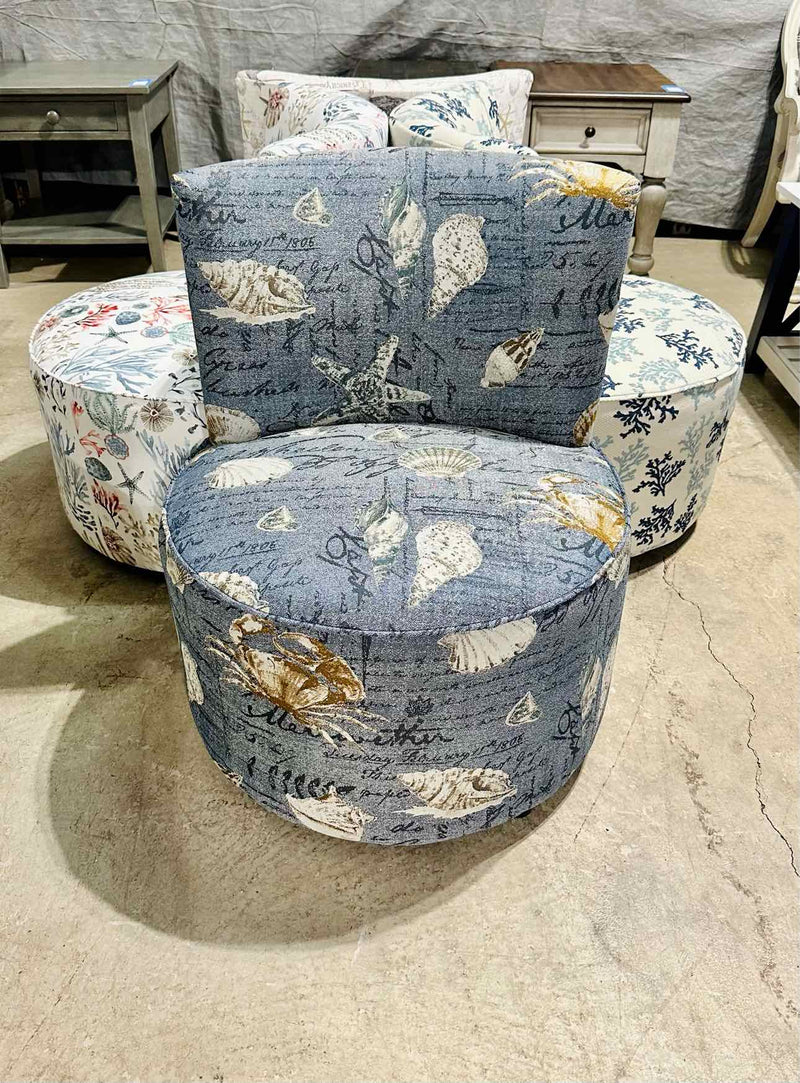 Armless Barrel Chair- Coast Ocean