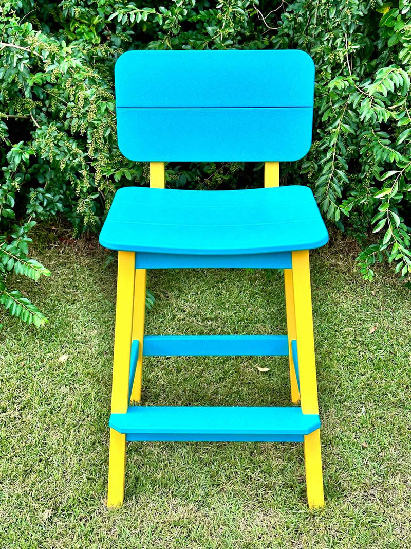 Surf Table Bar Height Chair- Yellow & Aruba Blue