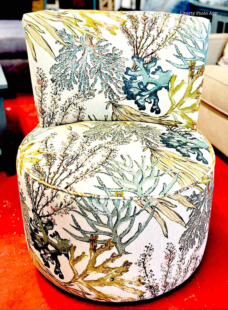 Armless Barrel Chair- Reef Teal