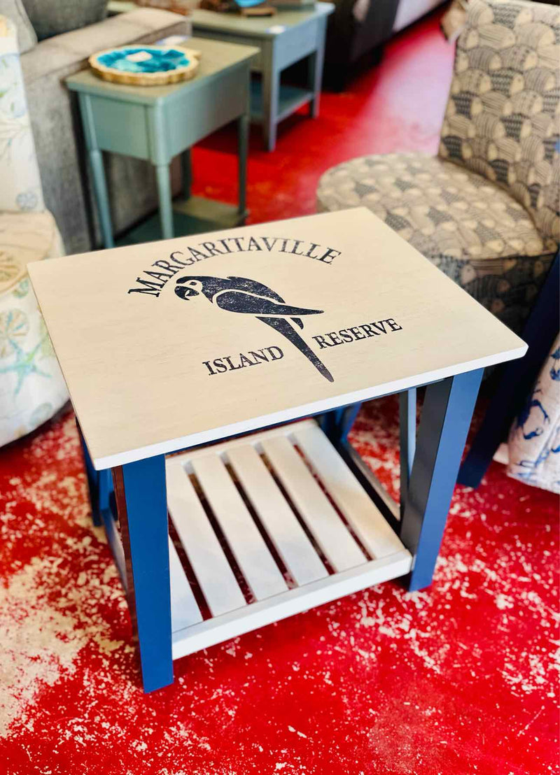 Margaritaville Island Reserve Surrey Narrow End Table- Chalk & Indigo