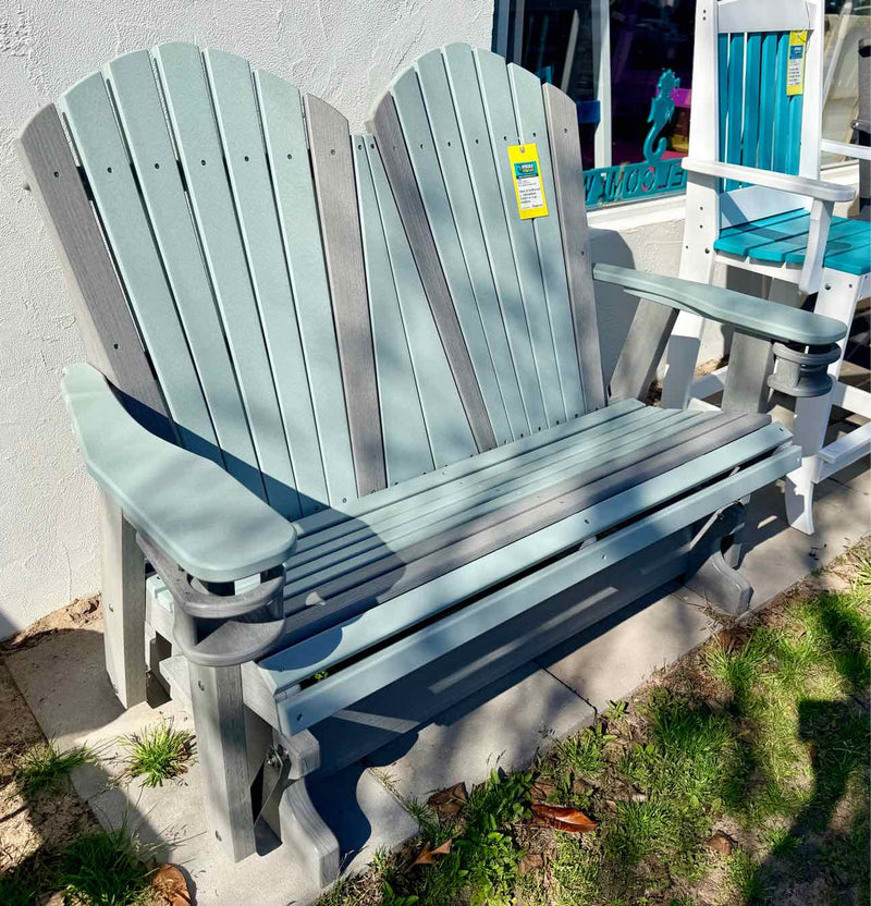 4' Adirondack Glider- Mint & Driftwood w/ Cup Holders