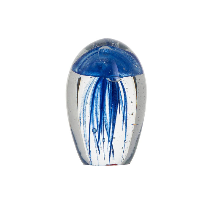 Glass Jellyfish Paperweight- Blue