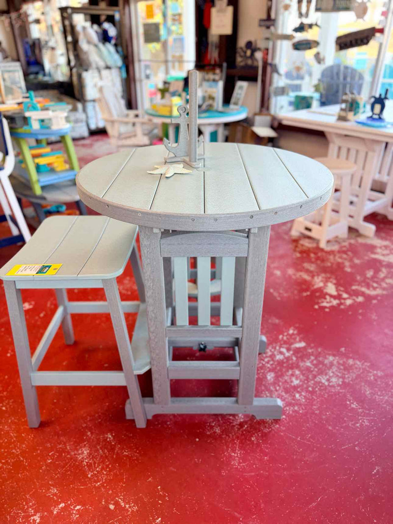 33" Round Bar Height Table- Mint & Driftwood