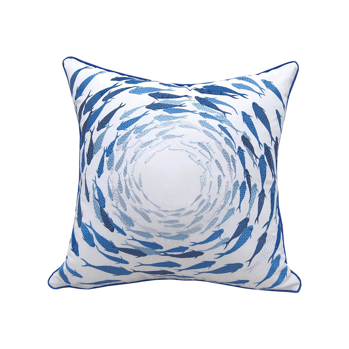 Indoor/Outdoor Pillow- Azure Fish School