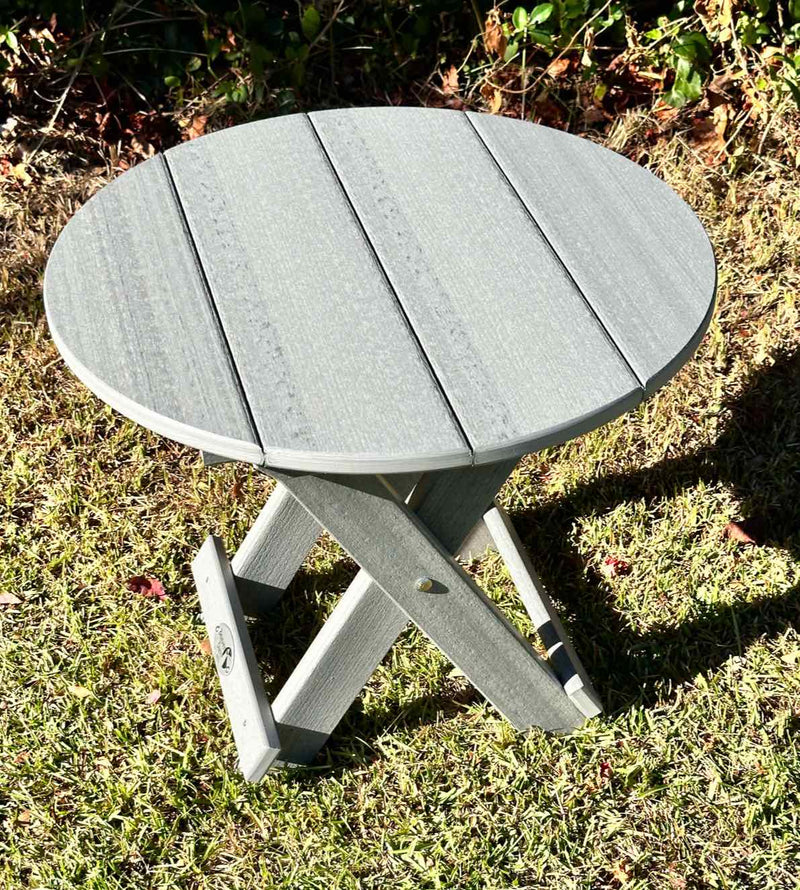 Folding Round End Table- Driftwood