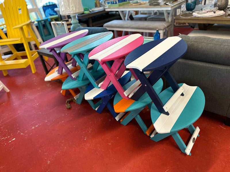 Folding Surfboard End Table- White & Patriot Blue