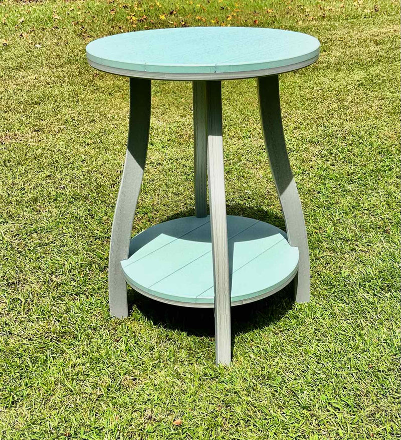 24" Round Serenity Bar Side Table- Driftwood & Mint