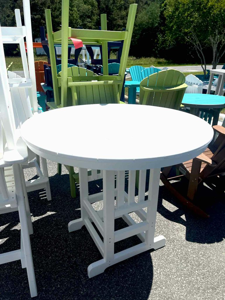 48" Round Bar Height Table- White