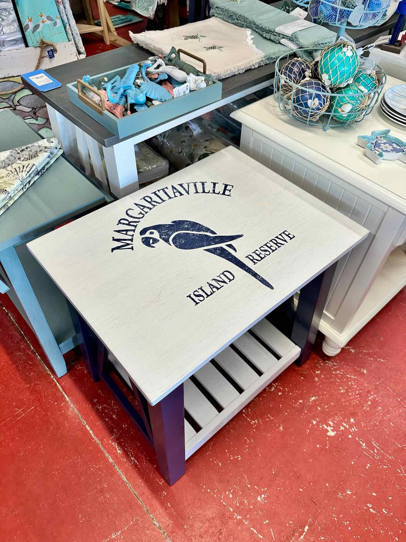Margaritaville Island Reserve Surrey Narrow End Table- Chalk & Indigo