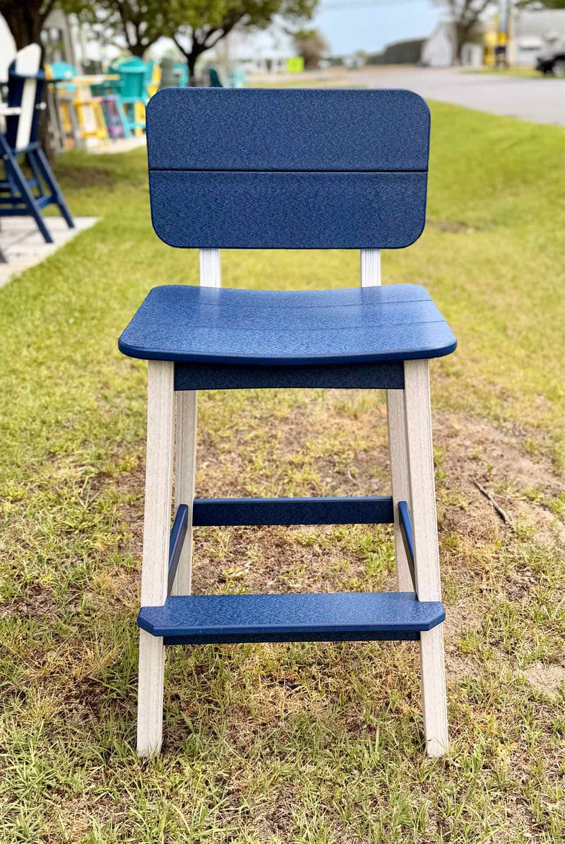 Surf Table Chair with Back- Seashell & Patriot Blue