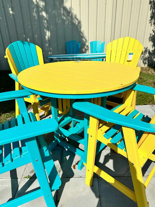 48" Round  Bar Height Table- Yellow & Aruba Blue