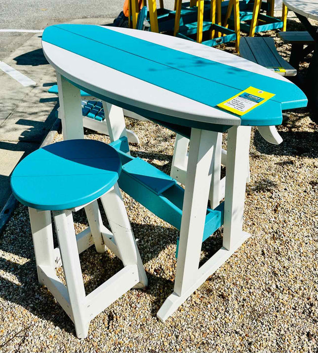 4' Surfboard Counter Height Dining Table- White & Aruba Blue