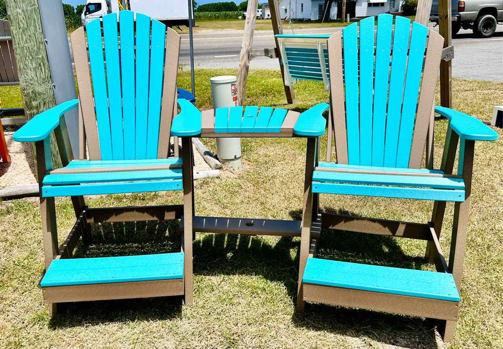 Big Kahuna Balcony Chair- Aruba Blue & Weathered Wood