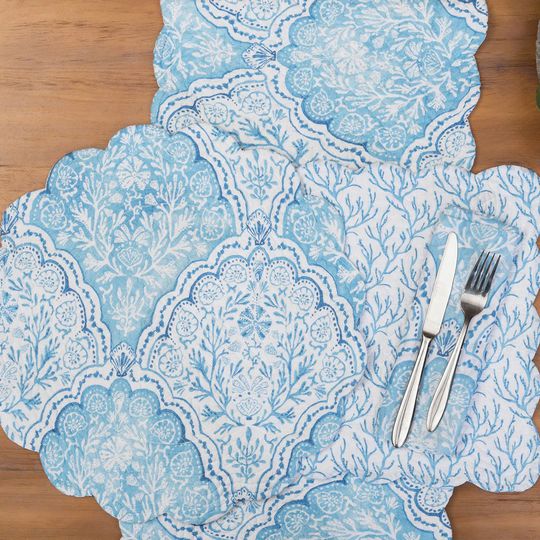 Reversible Round Placemat- Chinoiserie Coast