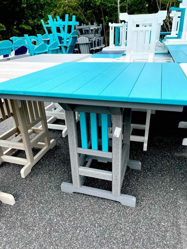 44" Square Bar Height Table- Aruba Blue & Driftwood