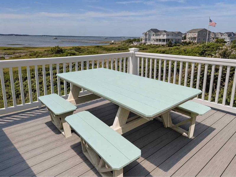 7' Walk In Picnic Table- Mint & Seashell