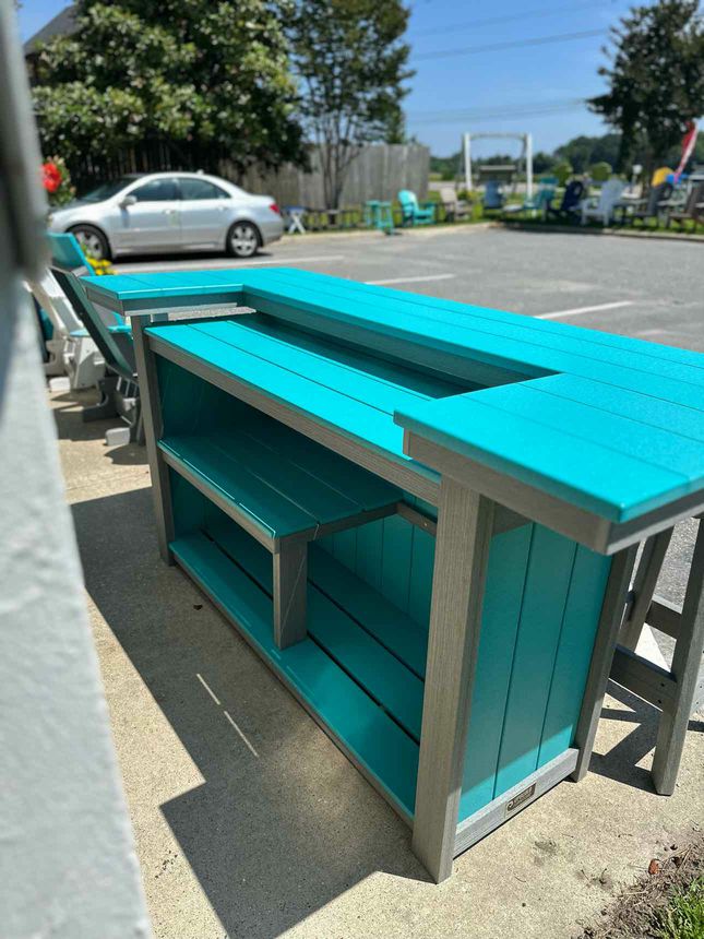 Serving Bar Table- Aruba Blue & Driftwood