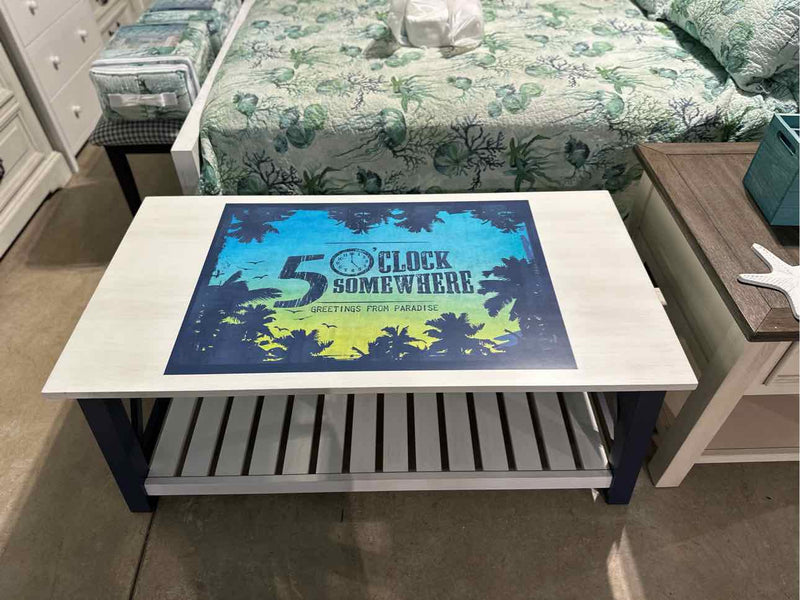 Margaritaville Island Reserve Surrey Coffee Table- Chalk & Blue