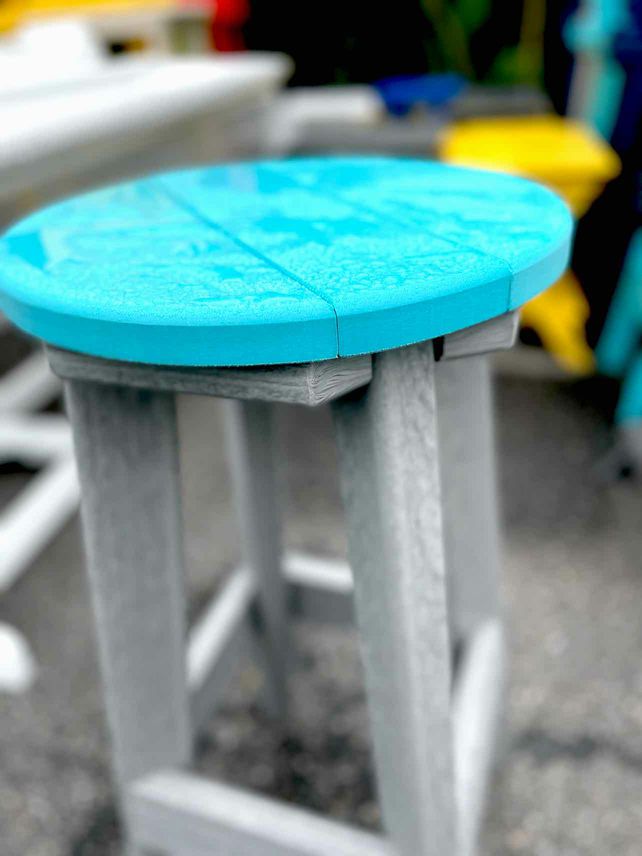 14" Round Bar Stool- Aruba Blue & Driftwood Gray