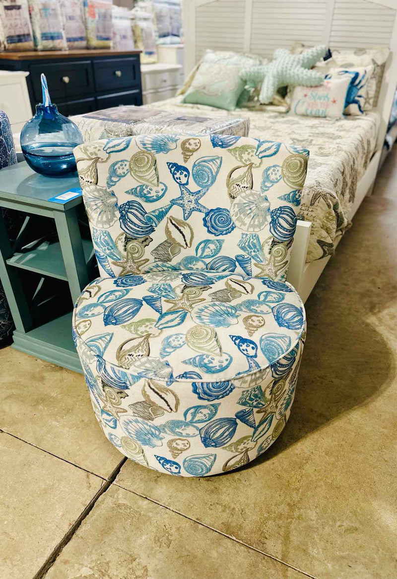 Armless Barrel Chair- Ocean Blue
