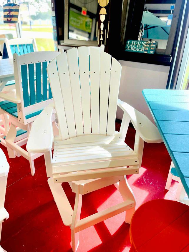 Bar Height Adirondack Swivel Chair- White