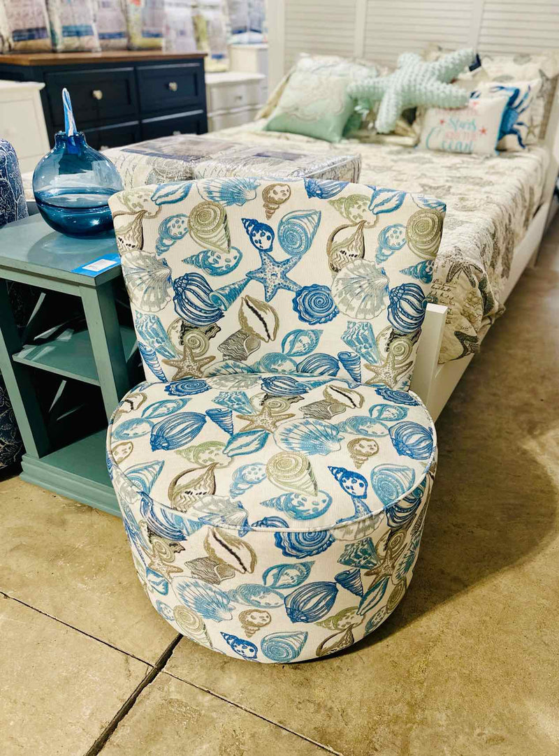 Armless Barrel Chair- Ocean Blue