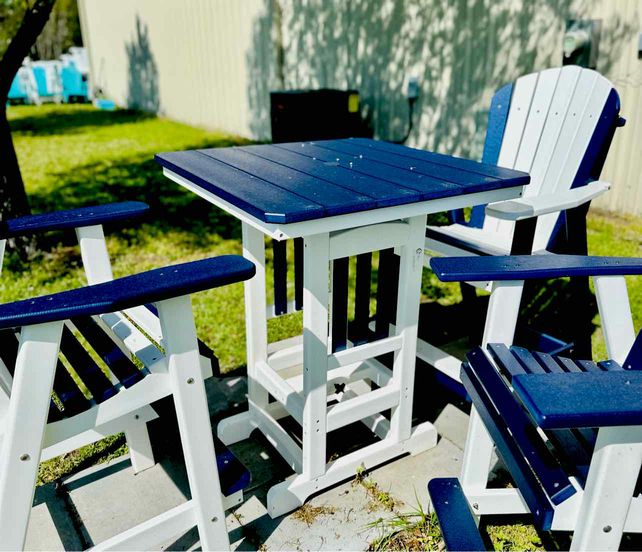 33" Square Bar Height Table- Patriot Blue & White