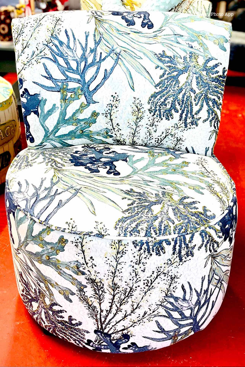 Armless Barrel Chair- Reef Blue