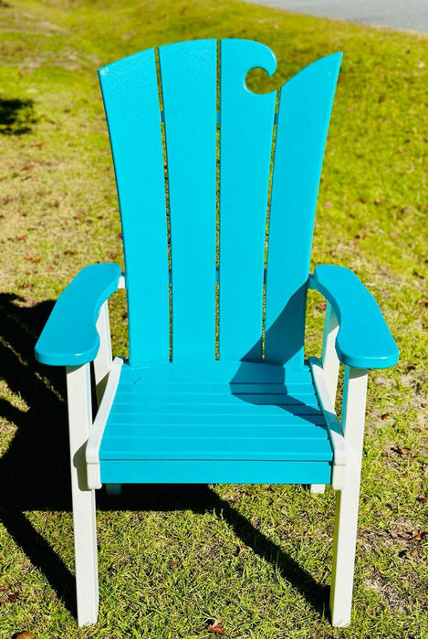 Ocean Wave Adirondack Chair- White & Aruba Blue