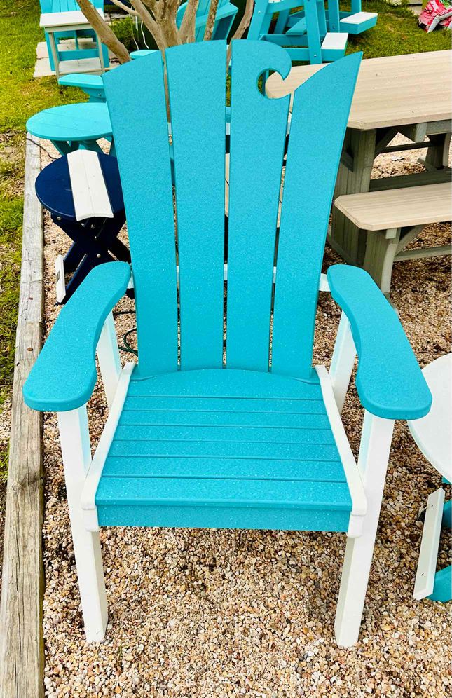 Ocean Wave Adirondack Chair- White & Aruba Blue