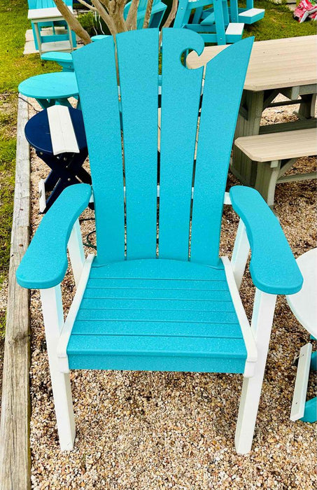 Ocean Wave Adirondack Chair- White & Aruba Blue