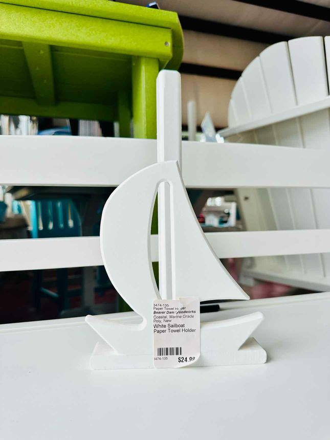 Sailboat Front Paper Towel Holder- White