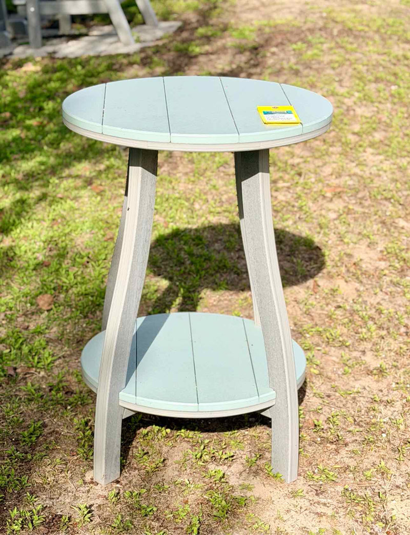 24" Round Serenity Bar Side Table- Driftwood & Mint