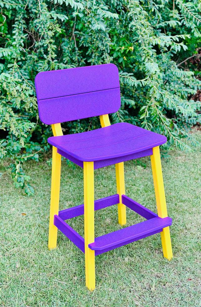 Surf Table Bar Height Chair- Yellow & Purple