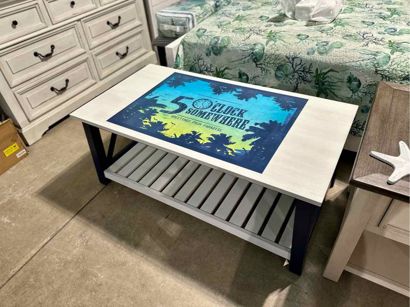 Margaritaville Island Reserve Surrey Coffee Table- Chalk & Blue