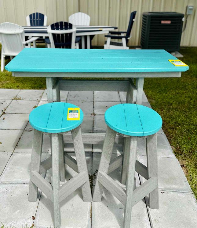 4' Rail Hugger Table- Aruba Blue & Driftwood