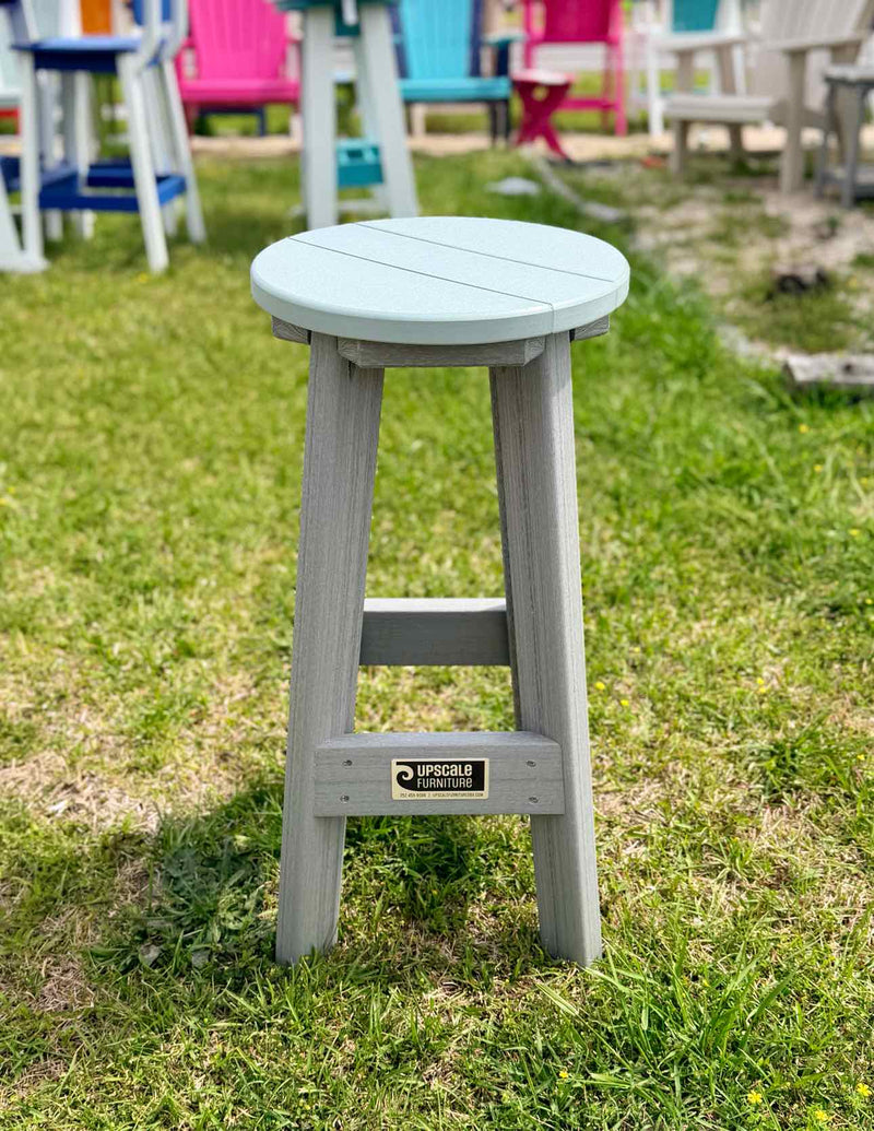 14" Round Bar Stool- Mint & Driftwood Gray