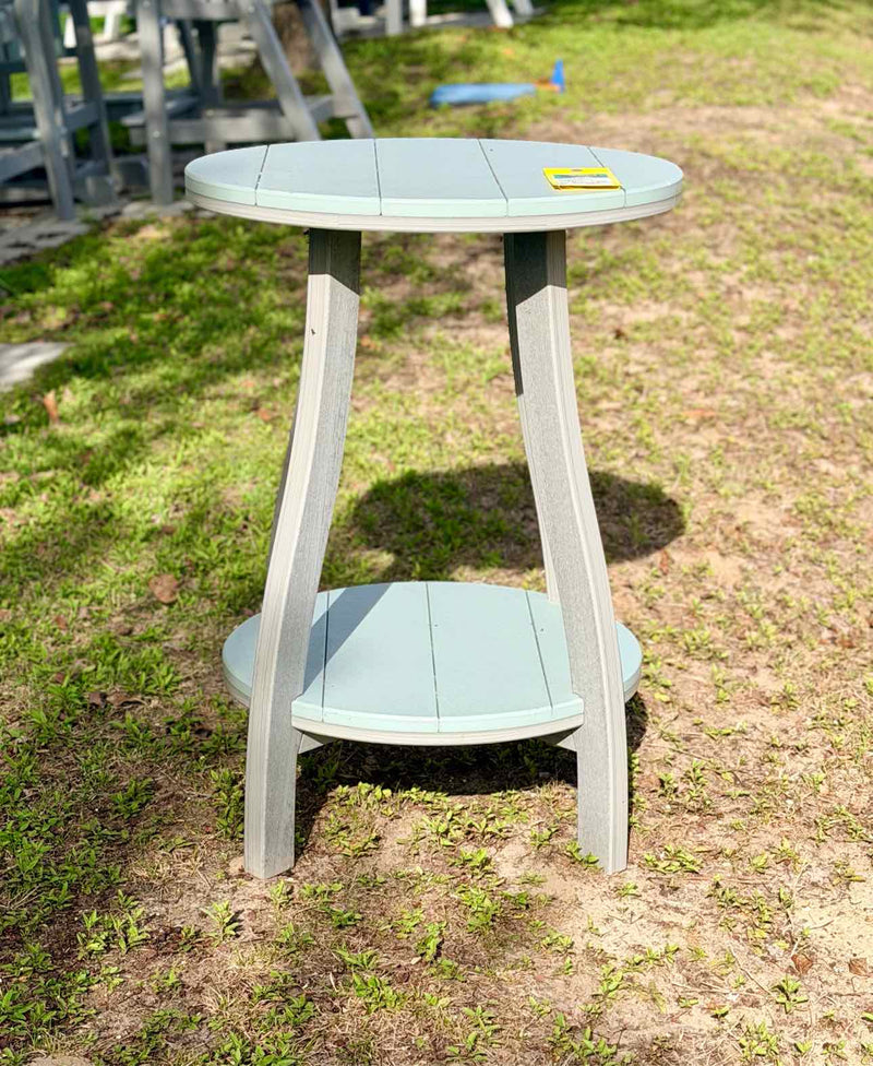 24" Round Serenity Bar Side Table- Driftwood & Mint