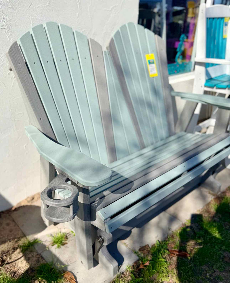 4' Adirondack Glider- Mint & Driftwood w/ Cup Holders